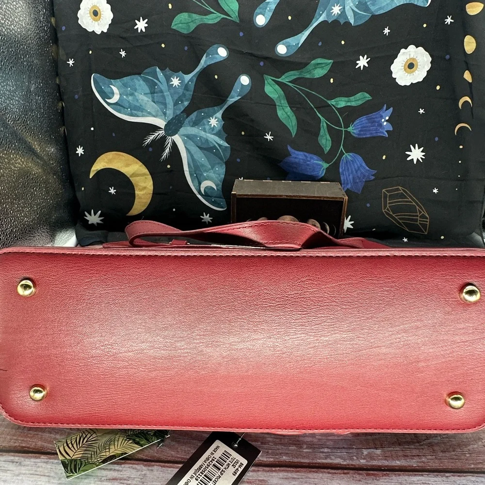 BADGLEY MISCHKA | Red Vegan Leather Tote Shoulder Bag NWT - Picture 6 of 7